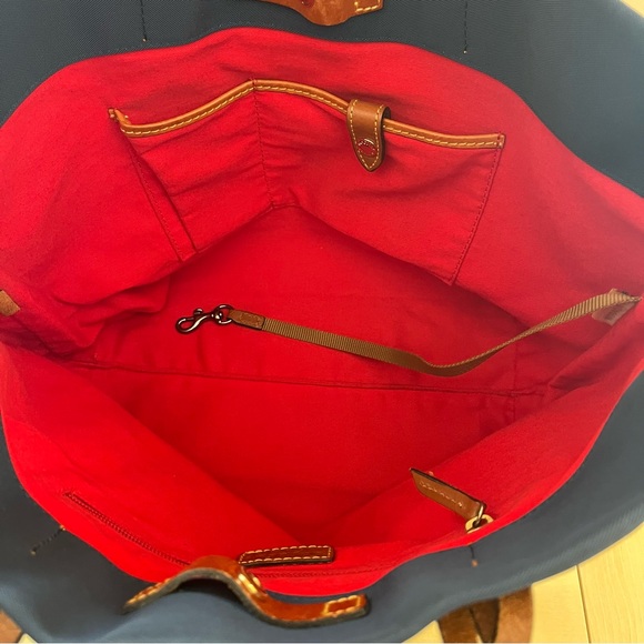 Dooney & Bourke Navy Tote with Brown Braided Handles - Picture 8 of 11